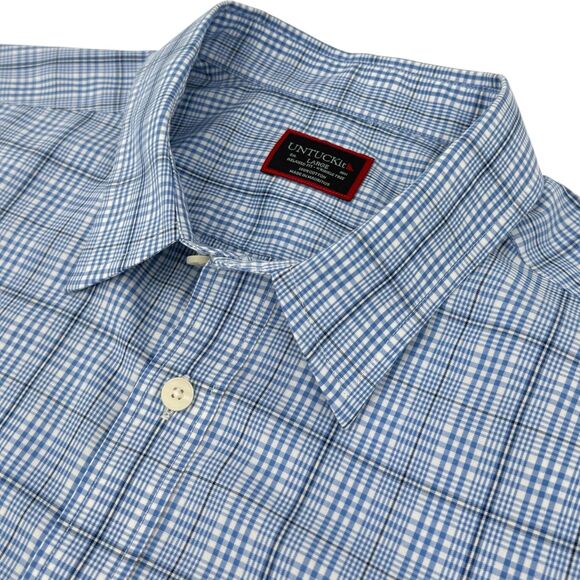 UNTUCKit Men's Durbanville Wrinkle Free Relaxed Fit Plaid Shirt Blue Large - Picture 1 of 12